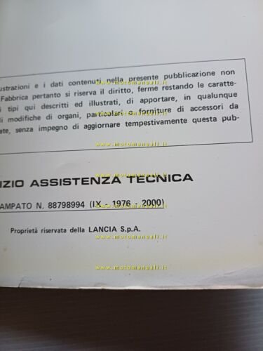 Lancia Beta Coup 1976 manuale officina riparazione carrozzeria originale