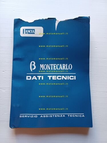 Lancia Beta Montecarlo 1975 manuale officina caratter. tecniche dati riparazioni