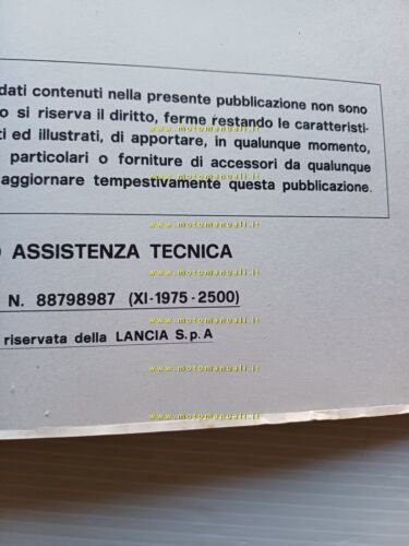 Lancia Beta Montecarlo 1975 manuale officina caratter. tecniche dati riparazioni