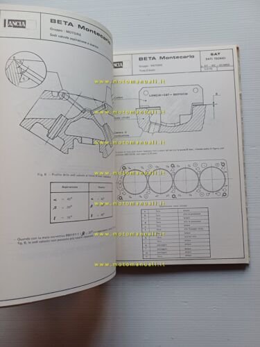 Lancia Beta Motecarlo 1975 manuale officina caratter. tecniche dati riparazioni