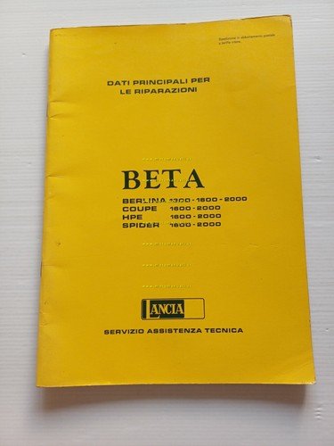 Lancia Beta Spider-Coupè-HPE manuale officina caratt. tecniche dati riparazioni