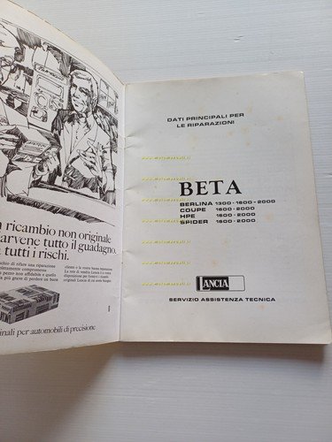 Lancia Beta Spider-Coupè-HPE manuale officina caratt. tecniche dati riparazioni