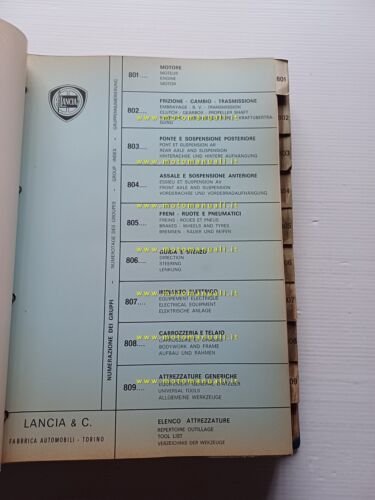 Lancia catalogo attrezzi speciali per officina 1971 auto-autocarri originale