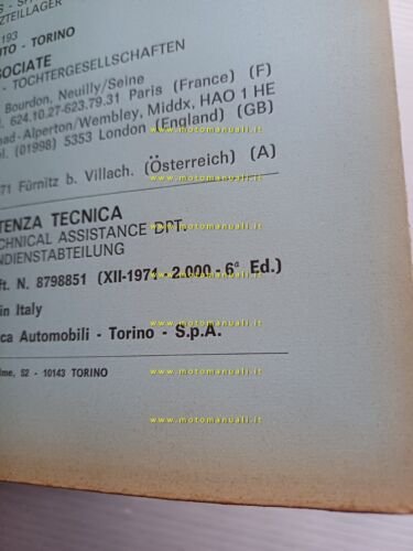 Lancia catalogo attrezzi speciali per officina 1971 auto-autocarri originale