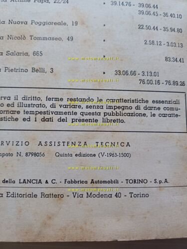Lancia Esadelta 1963 autocarro manuale uso manutenzione libretto originale