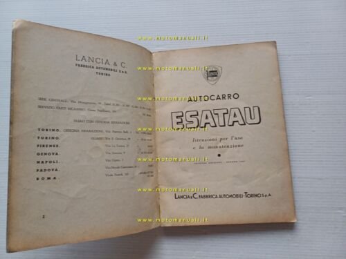 Lancia Esatau autocarro 1949 manuale uso manuatenzione libretto originale