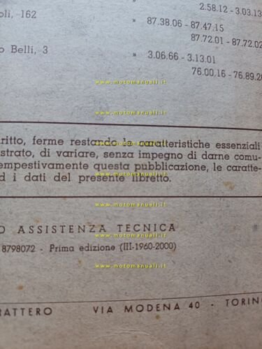 Lancia Esatau B 1960 autocarro manuale uso manutenzione libretto originale