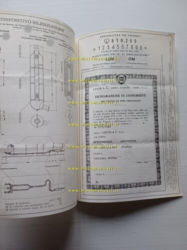 Lancia Flavia 1.5 1967-68 scheda omologazione DGM Motorizzazione Facsimile