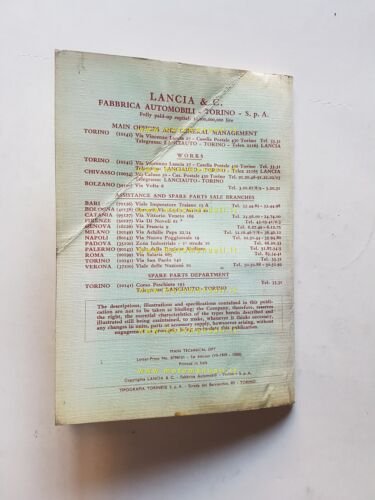 Lancia Flavia 2000 Coupè 1a serie 1969 manuale uso manutenzione …