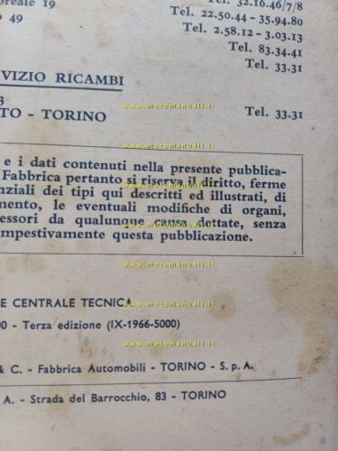 Lancia Flavia Berlina 1.8 1966 manuale uso manutenzione libretto originale