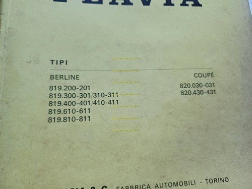 Lancia Flavia Berlina-Coupè 1970 manuale officina riparazione italiano originale