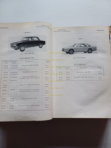 Lancia Flavia Berlina-Coupè 1970 manuale officina riparazione italiano originale