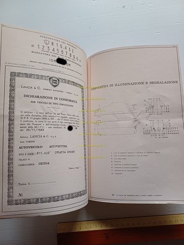 Lancia Flavia Sport 1965 scheda omologazione DGM Motorizzazione Facsimile