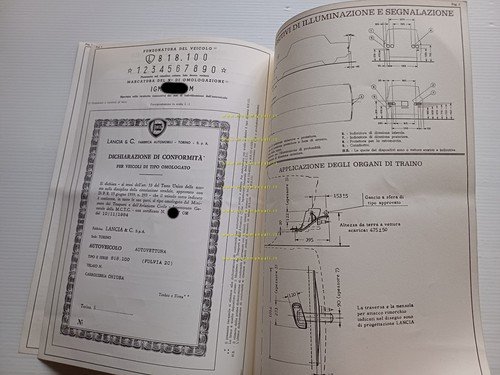 Lancia Fulvia 2C 1964 agg. 1968 scheda omologazione DGM Motorizzazione …