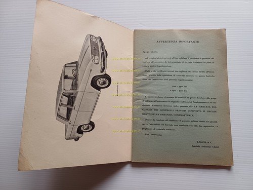 Lancia Fulvia 2C Berlina 1965 manuale uso libretto manutenzione originale