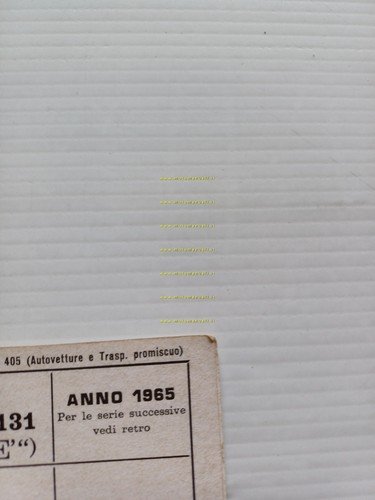 Lancia Fulvia Coupè 1.2 1965 facsimile certificato omologaz. DGM Motorizzazione