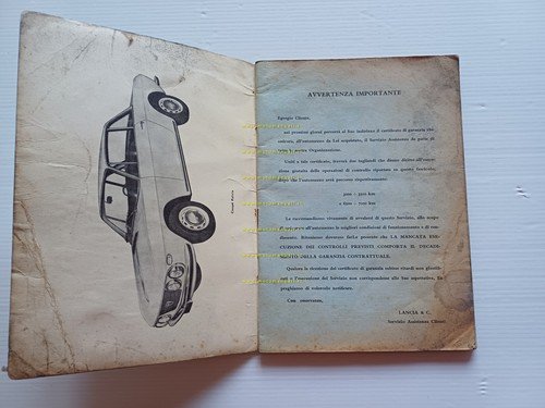 Lancia Fulvia Coupè 1965 manuale uso manutenzione libretto istruzioni originale