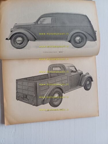 Lancia Furgoncino tipo 800 1949 manuale uso manutenzione libretto originale