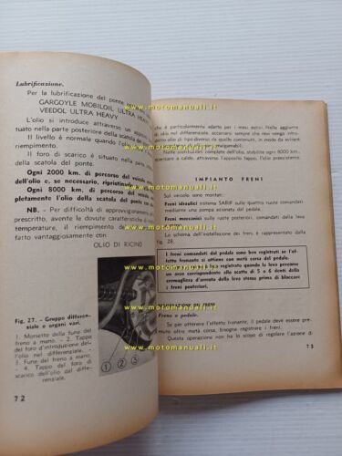 Lancia Furgoncino tipo 800 1949 manuale uso manutenzione libretto originale