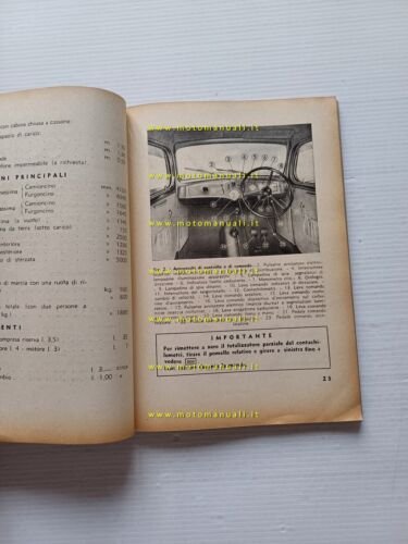 Lancia Furgoncino tipo 800 1949 manuale uso manutenzione libretto originale