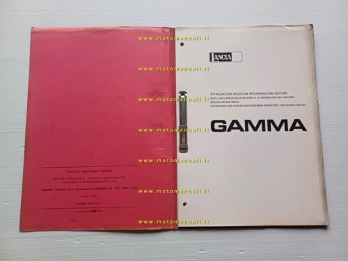Lancia Gamma 1976 catalogo attrezzi speciali per officina originale