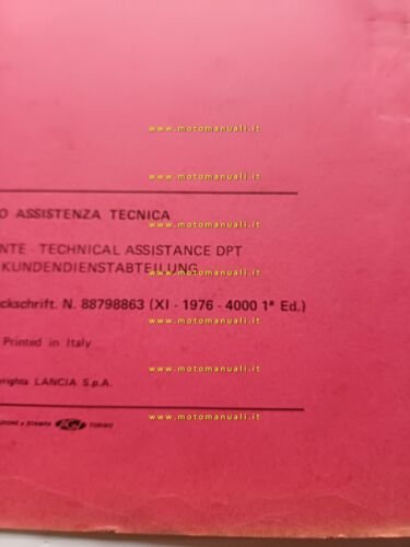 Lancia Gamma 1976 catalogo attrezzi speciali per officina originale