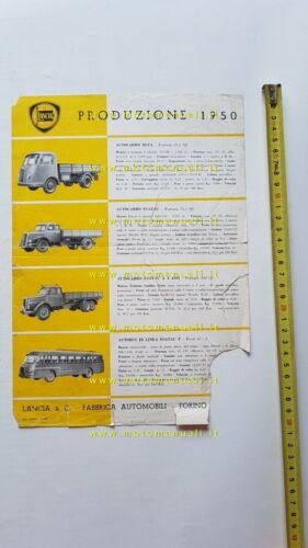 Lancia modelli auto autocarri autobus 1950 depliant originale brochure