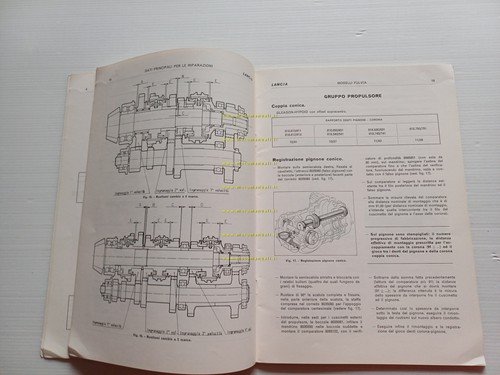 Lancia modelli Fulvia 1972 manuale officina caratt. tecniche dati riparazioni