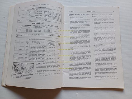 Lancia modelli Fulvia 1972 manuale officina caratt. tecniche dati riparazioni