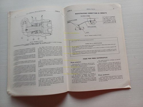 Lancia modelli Fulvia 1972 manuale officina caratt. tecniche dati riparazioni