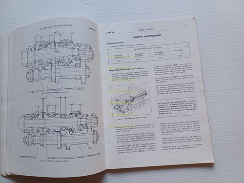 Lancia modelli Fulvia 1972 manuale officina caratt. tecniche dati riparazioni
