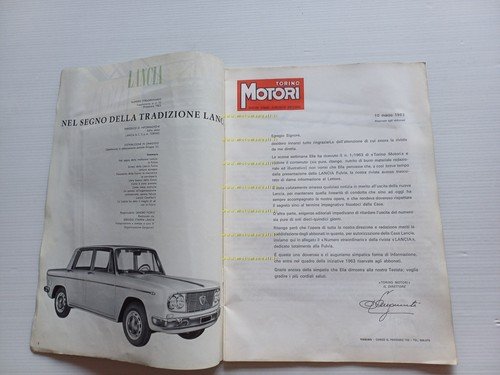 Lancia straordinario Fulvia rivista aziendale n.10 1963 supplemento originale