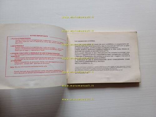 Laverda 1000 RGS 1982 manuale uso manutenzione libretto originale owner's …