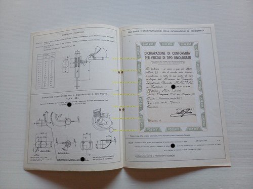 Laverda 48 1964 Facsimile originale scheda omologazione DGM Motorizzazione