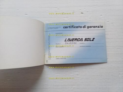 Laverda LZ 50 libretto tessera garanzia originale nuovo