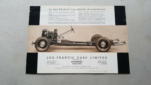 Lea Francis 14 HP Four Door Saloon anni 40 depliant …