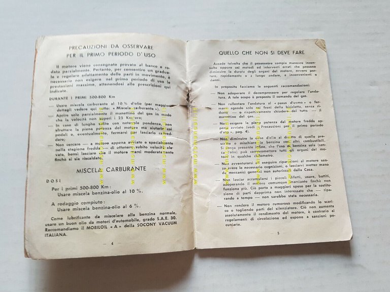 Legnano Mosquito 49 1953 manuale uso originale italiano owner's manual