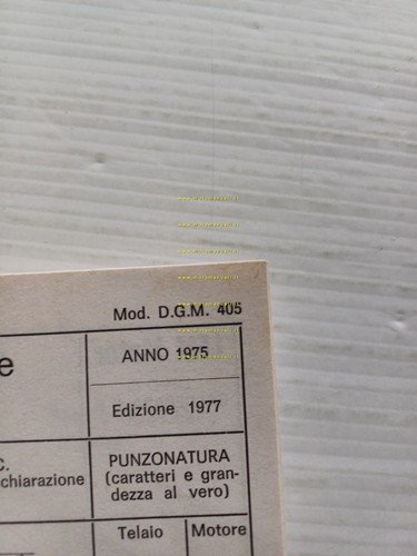 LEM 50 Chembol Radial 1977 Facsimile originale scheda omologazione DGM …