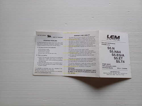 LEM motore 50 S5.NNA4- S5.EGA- S5.ET- S5.T4 manuale uso originale …
