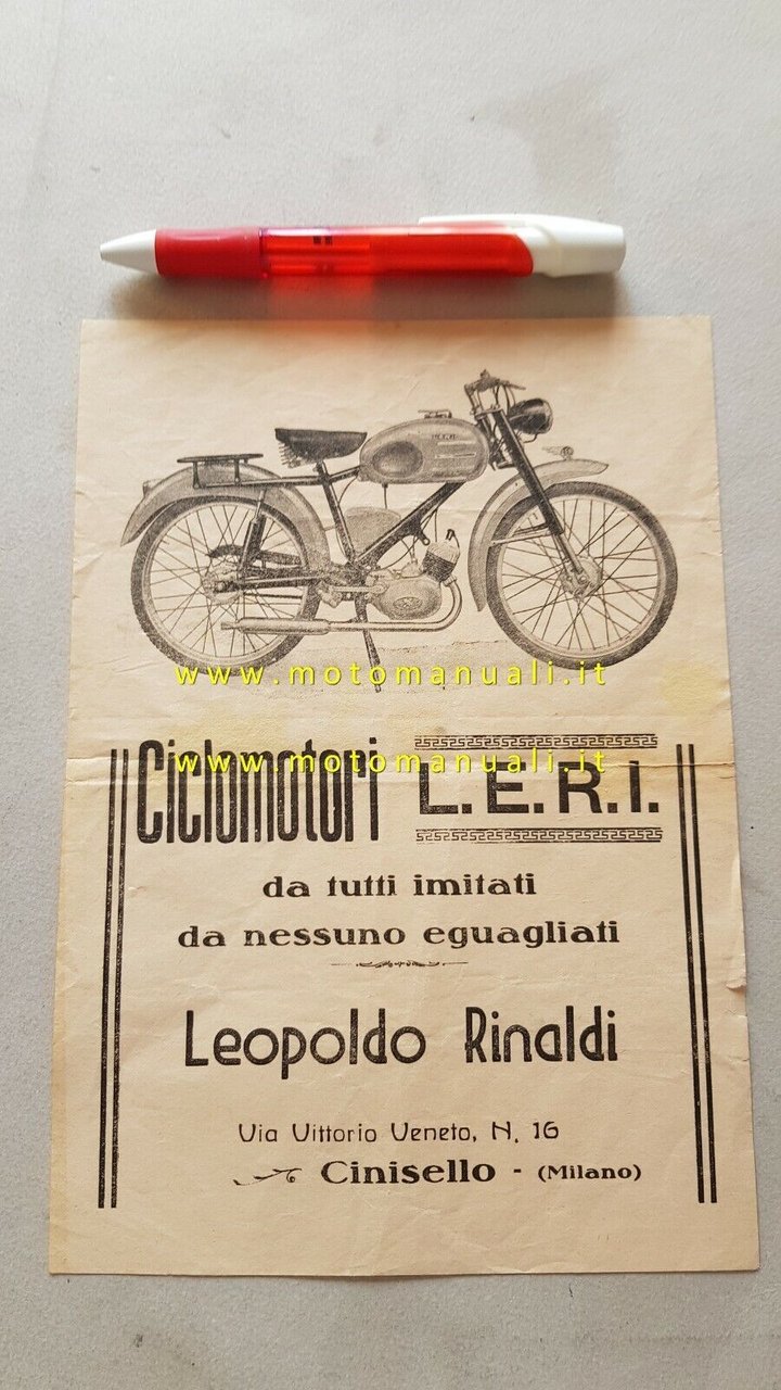 Leri 50 ciclomotore anni 50 depliant ITALIANO originale brochure