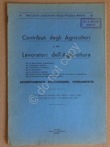 Libretto - Contributi degli Agricoltori e Lavoratori Agricoltura - G.U. … | Immagine principale