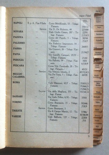 Libretto - Fiat Stazioni di servizio - XCII Edizione 1962 …