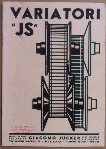 Libretto - Giacomo Jucker Milano - Variatori JS - 1937 …