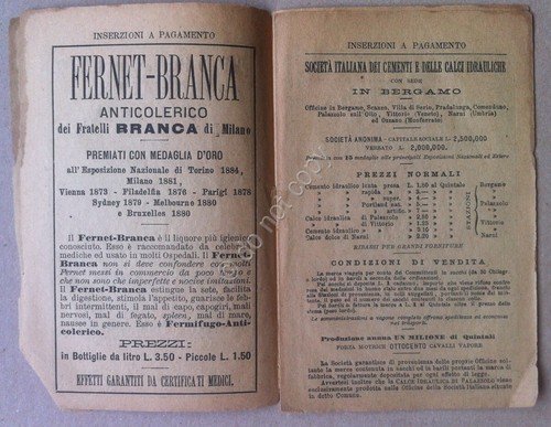 Libretto - inserzioni a pagamento - 1885 - varie pubblicità …