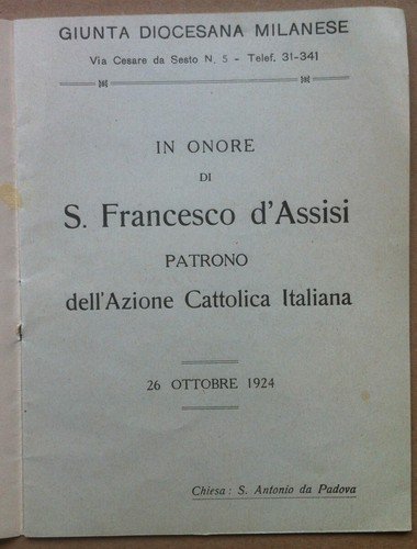Libretto - S. Francesco d'Assisi Patrono Azione Cattolica Italiana - …