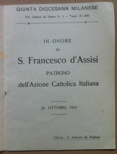 Libretto - S. Francesco d'Assisi Patrono Azione Cattolica Italiana - … | Immagine Gallery 2