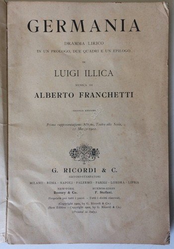 Libretto d'Opera - Illica - Germania - Ricordi 1902 - …