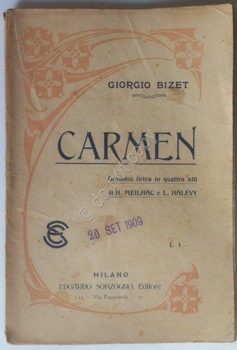 Libretto Opera - Carmen - Biset - Sonzogno 1909 | Immagine principale