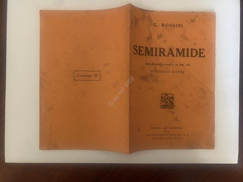 Libretto Opera Rossini Semiramide Ed. Barion 1933 | Immagine principale