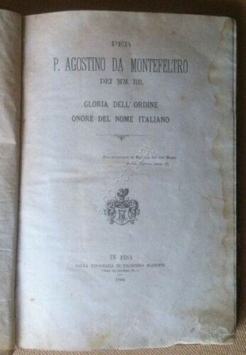 Libro book - Per Padre Agostino da Montefeltro - raccolta …